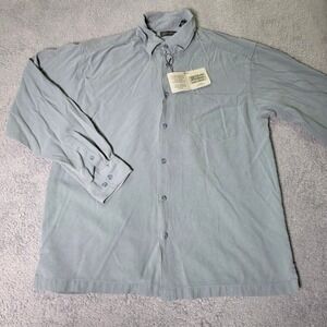 Anthology Mens L Silk Button Down Shirt Celadon‎ Green Herringbone HE-4199TM
